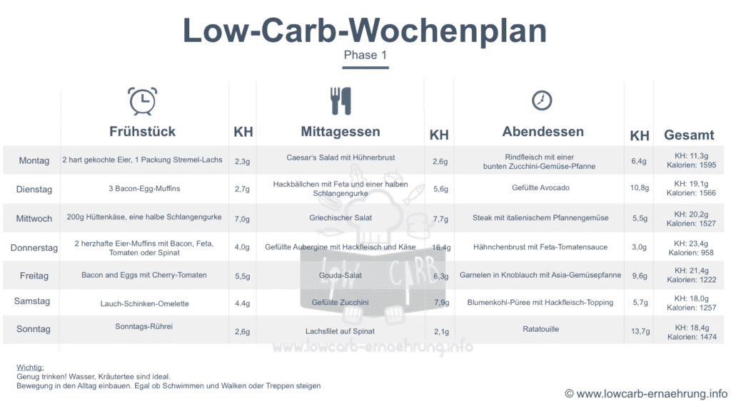 Low Carb Ernährungsplan, Atkins Phase 1